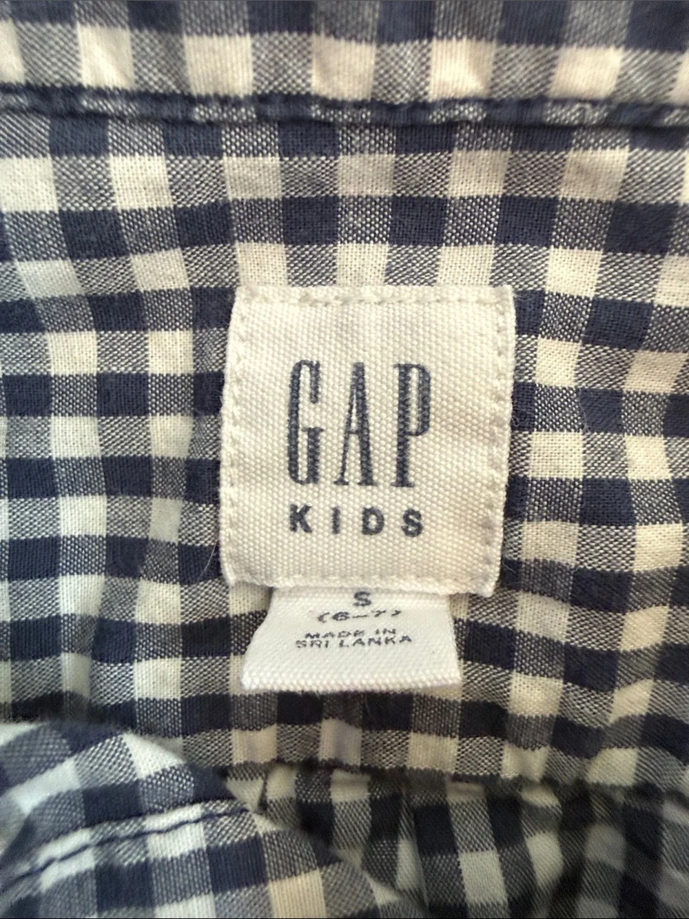 GAP Boys Blue and White Gingham Button-Down Shirt